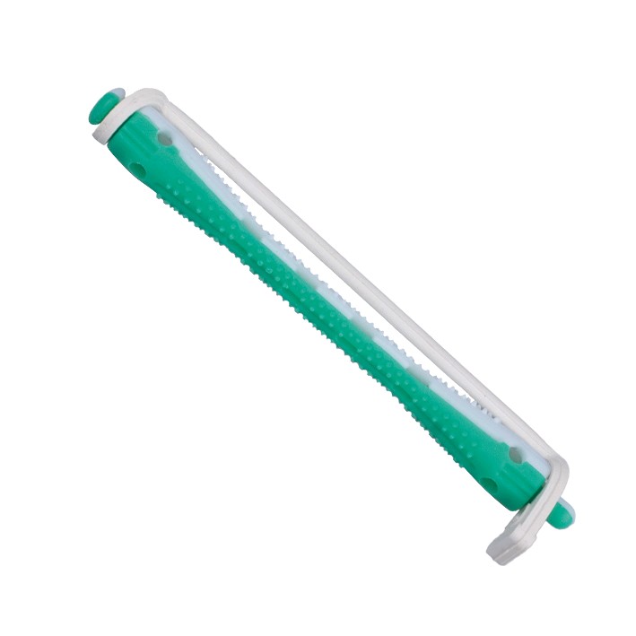 B620410707  Bigudi Plast. Largo n 7 Blanco Verde 12ud