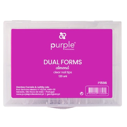 P1596  Tips Dual Forms Almond clear nail tips Purple 120ud